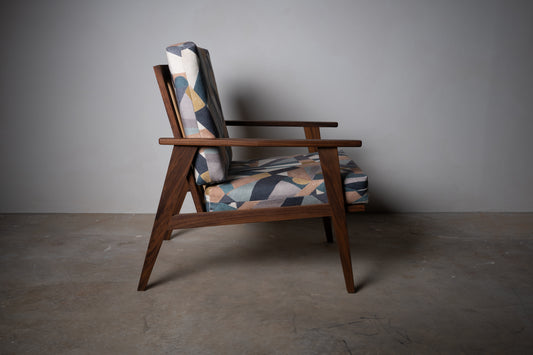 Walnut and Maple Accent Chair – Handmade Mid-Century Modern Upholstered Accent Chair
