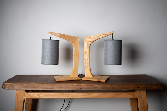 Ash Table Lamp Set – Handmade Mid-Century Modern Lamps