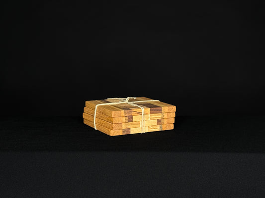 White Oak, Walnut, Maple, and Zebrawood Coaster Set – Handmade Wood Coasters