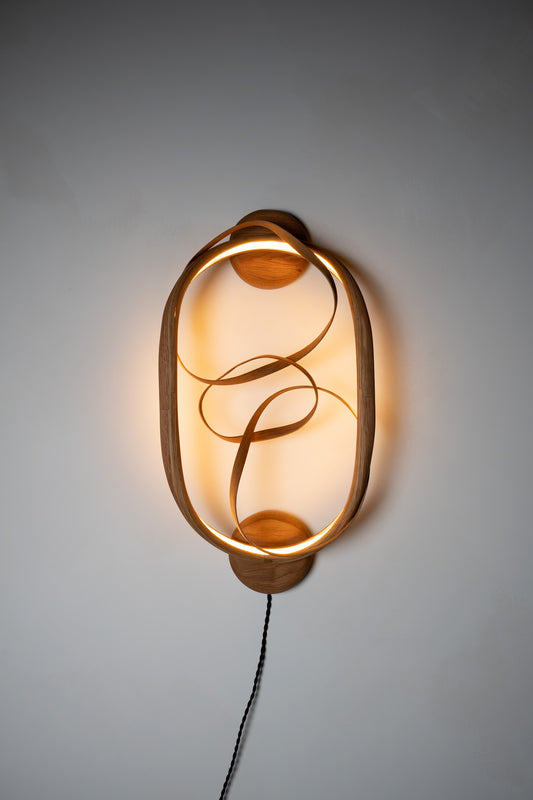White Oak Wall Art Light Fixture – Hand-Sculpted