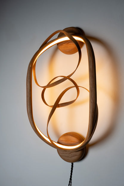 White Oak Wall Art Light Fixture – Hand-Sculpted