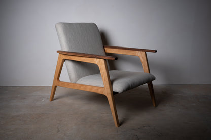 Walnut and Red Oak Accent Chair – Handmade Mid-Century Modern Upholstered Accent Chair