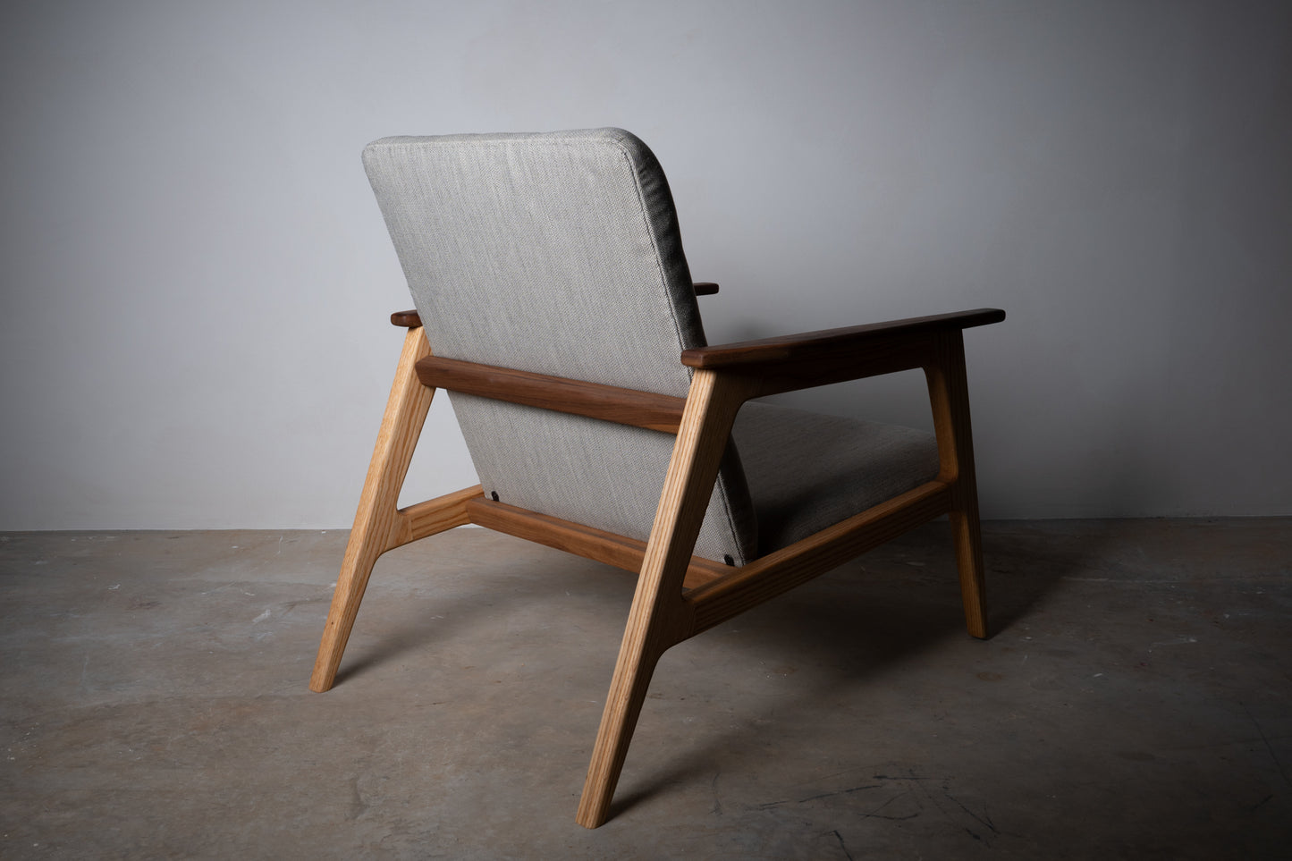 Walnut and Red Oak Accent Chair – Handmade Mid-Century Modern Upholstered Accent Chair