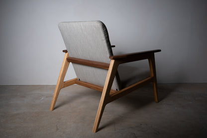 Walnut and Red Oak Accent Chair – Handmade Mid-Century Modern Upholstered Accent Chair