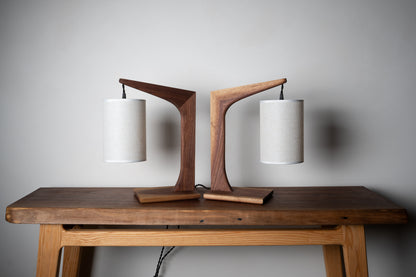 Walnut Table Lamp Set – Handmade Mid-Century Modern Lamps