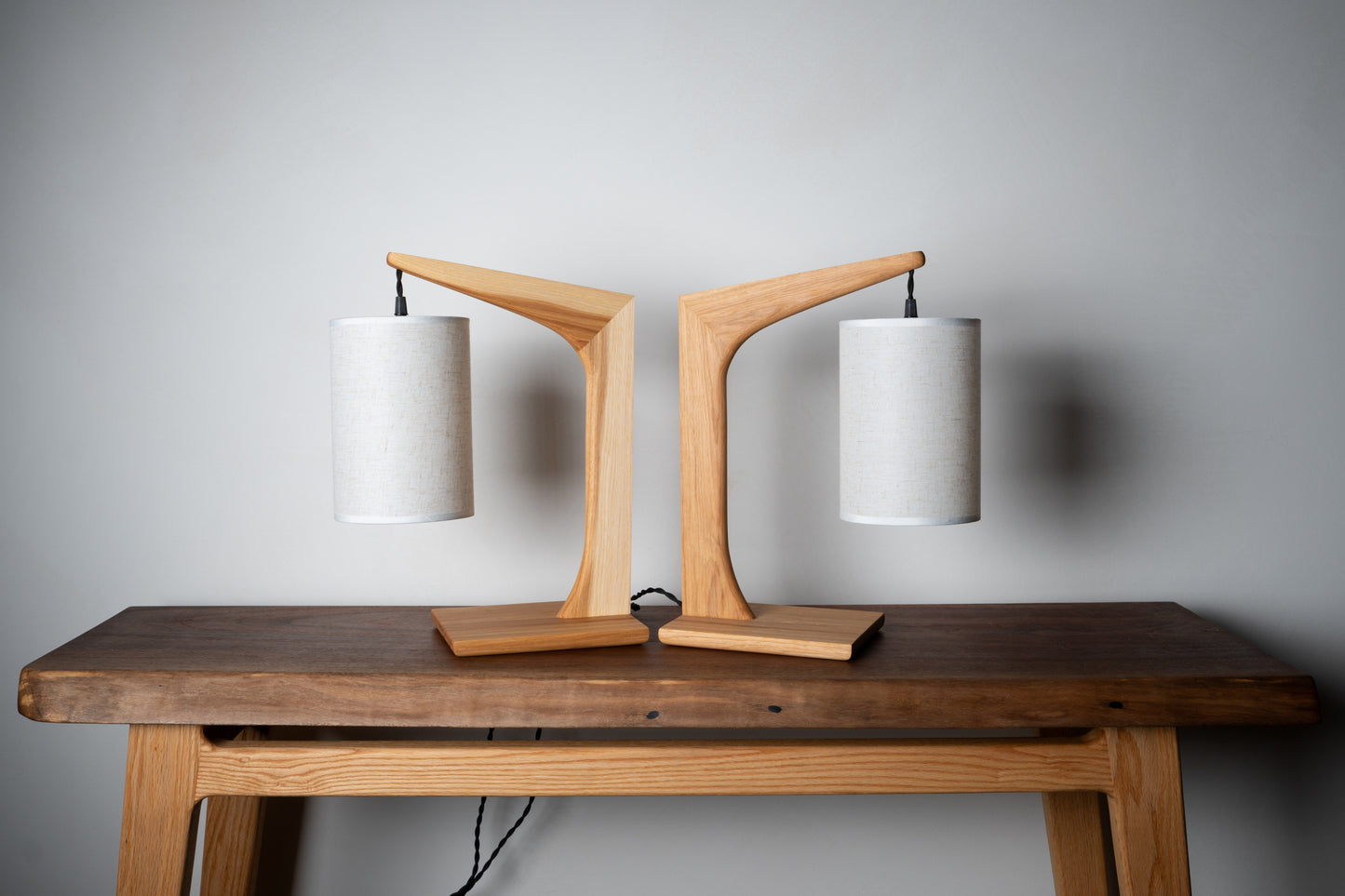 Hickory Table Lamp Set – Handmade Mid-Century Modern Lamps