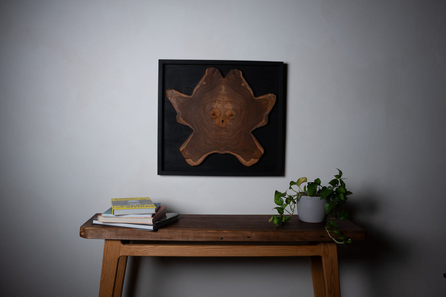 Bookmatched Teak Wall Art – Handmade Wood Art Piece
