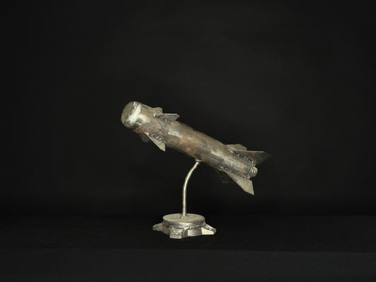 Handcrafted Metal Missile Sculpture